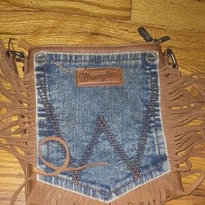 Wrangler Blue Denim and Brown Fringe Bag